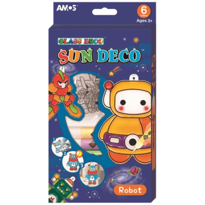 Amos Barvy na sklo sada 6 barev, 10,5 ml + 6 sklíček Roboti