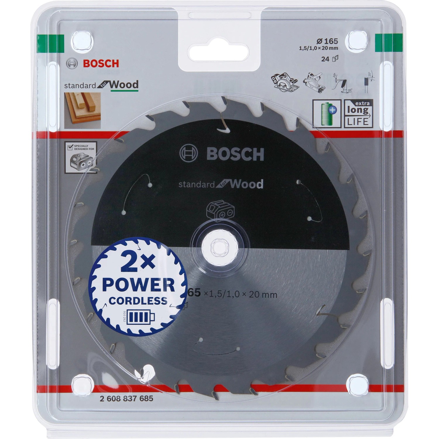 Levně Bosch Pilový kotouč PRO Wood Cordless pro okružní pilu pr. 165 x 20 mm