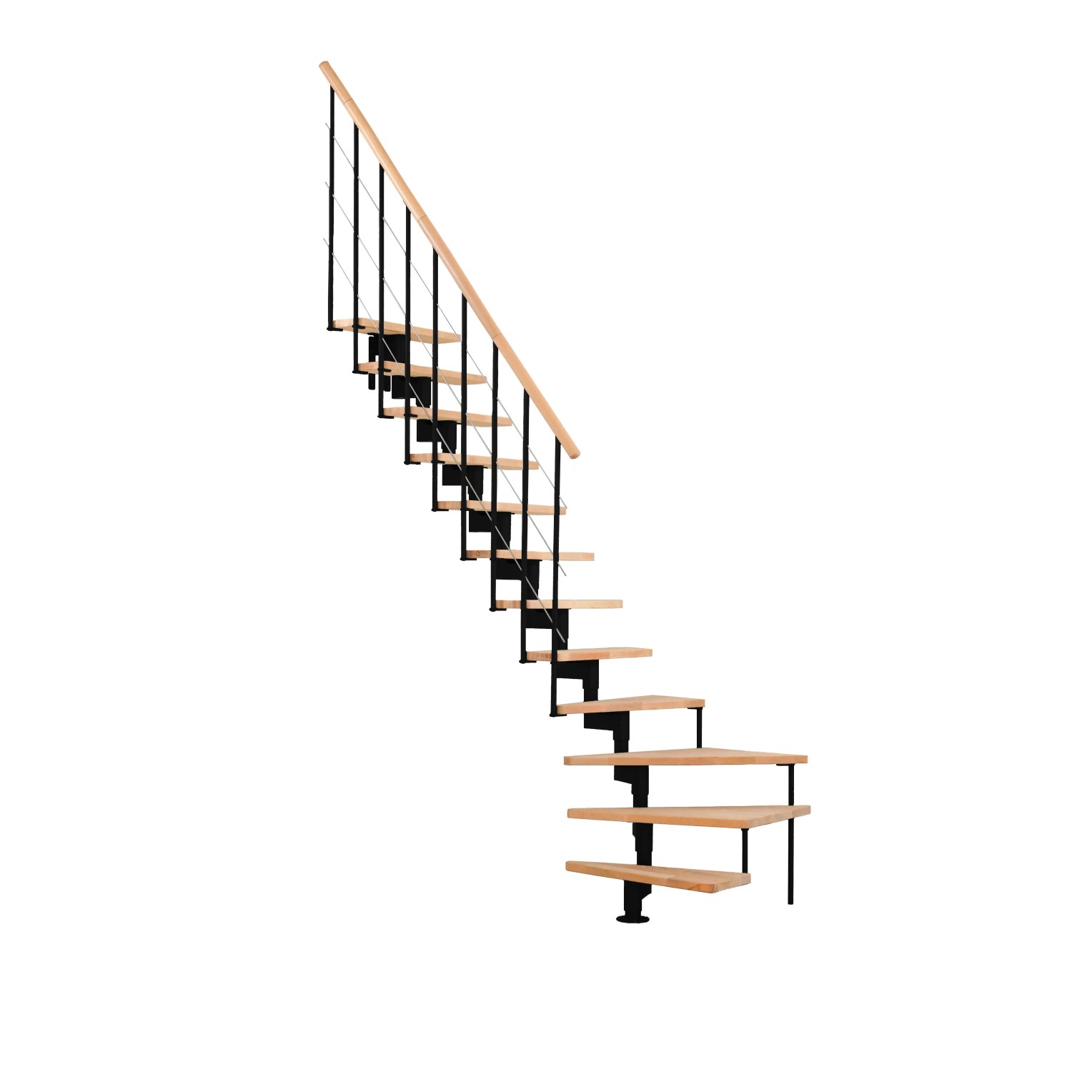 Minka STAIRS Lomené modulové schodiště Style Turn buk/černá, 304,2 cm