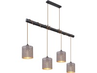 GLOBO Závěsné svítidlo CINDY, 4x E27, matně černé/šedo-zlaté, 100 x 16 x 150 cm