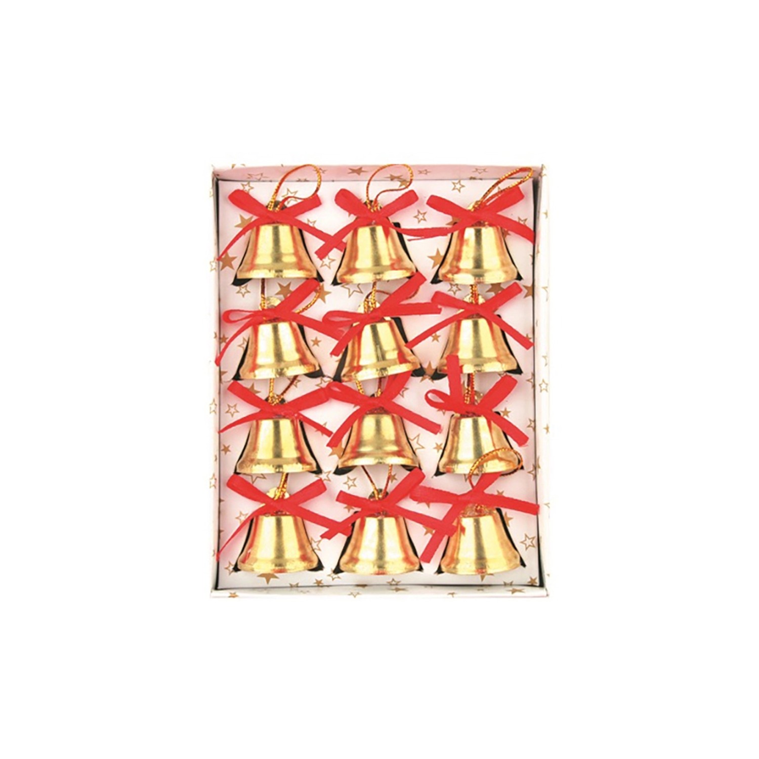 Zvonky zlaté v krabičce 12 ks, 2,5 cm
