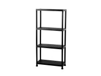 Igotrend Plastový regál černý, 4 police, 140 x 80 x 30 cm