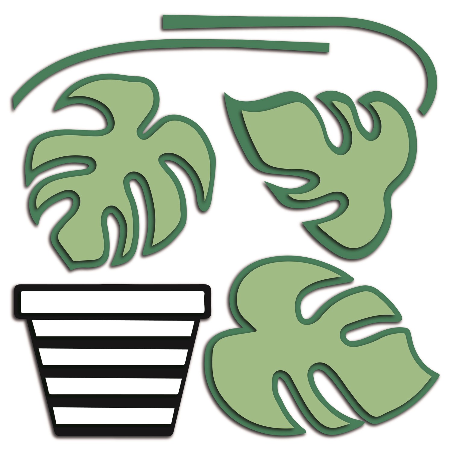 Crearreda Samolepicí 3D dekorace 54515 motiv rostlina v květináči, vel. M