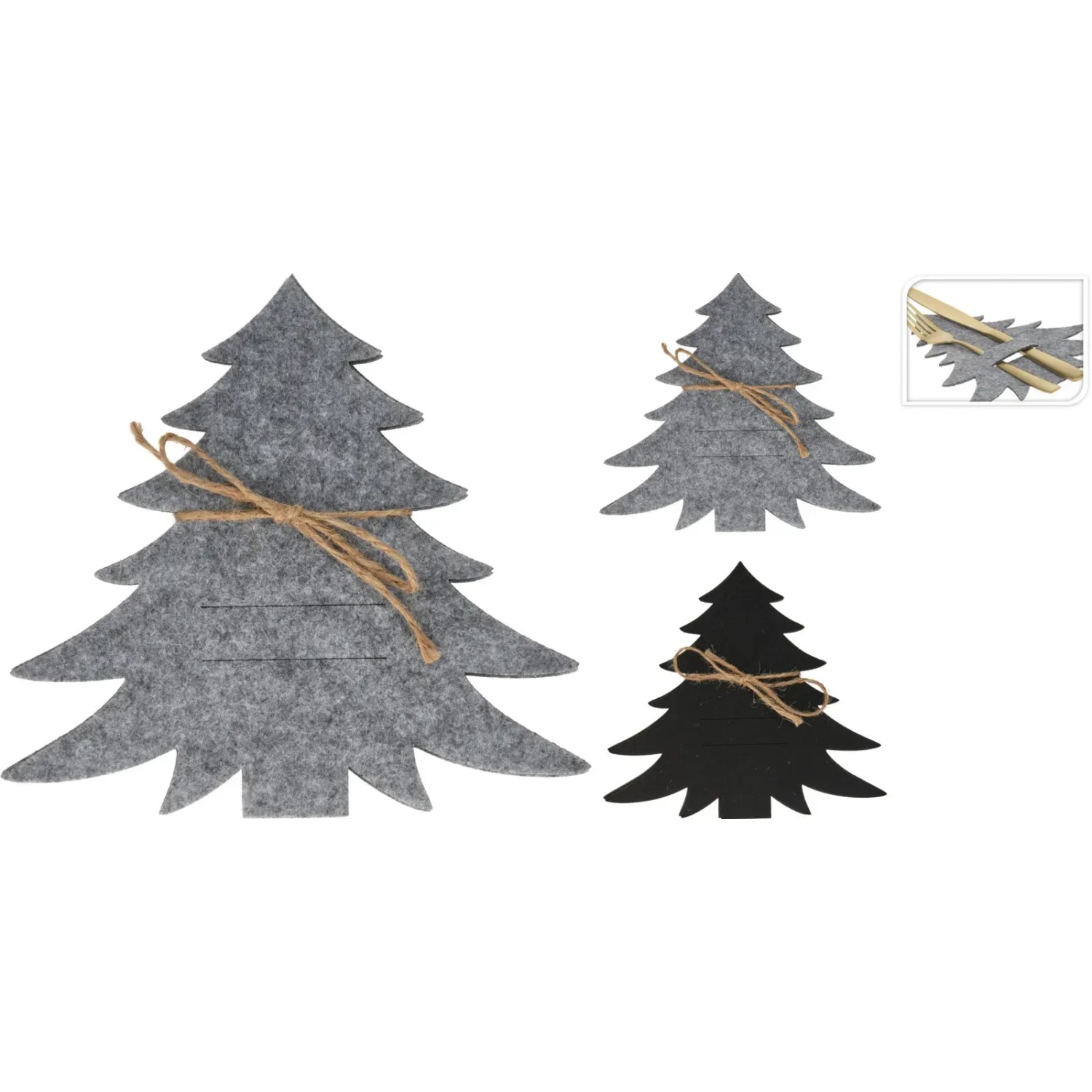 Vánoční dekorace z plsti držák příboru vánoční stromek