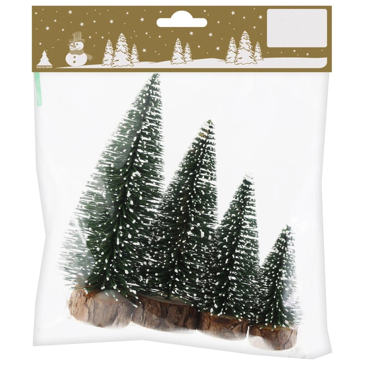 Dekorativní jedličky z plastu se sněhem, 4 ks