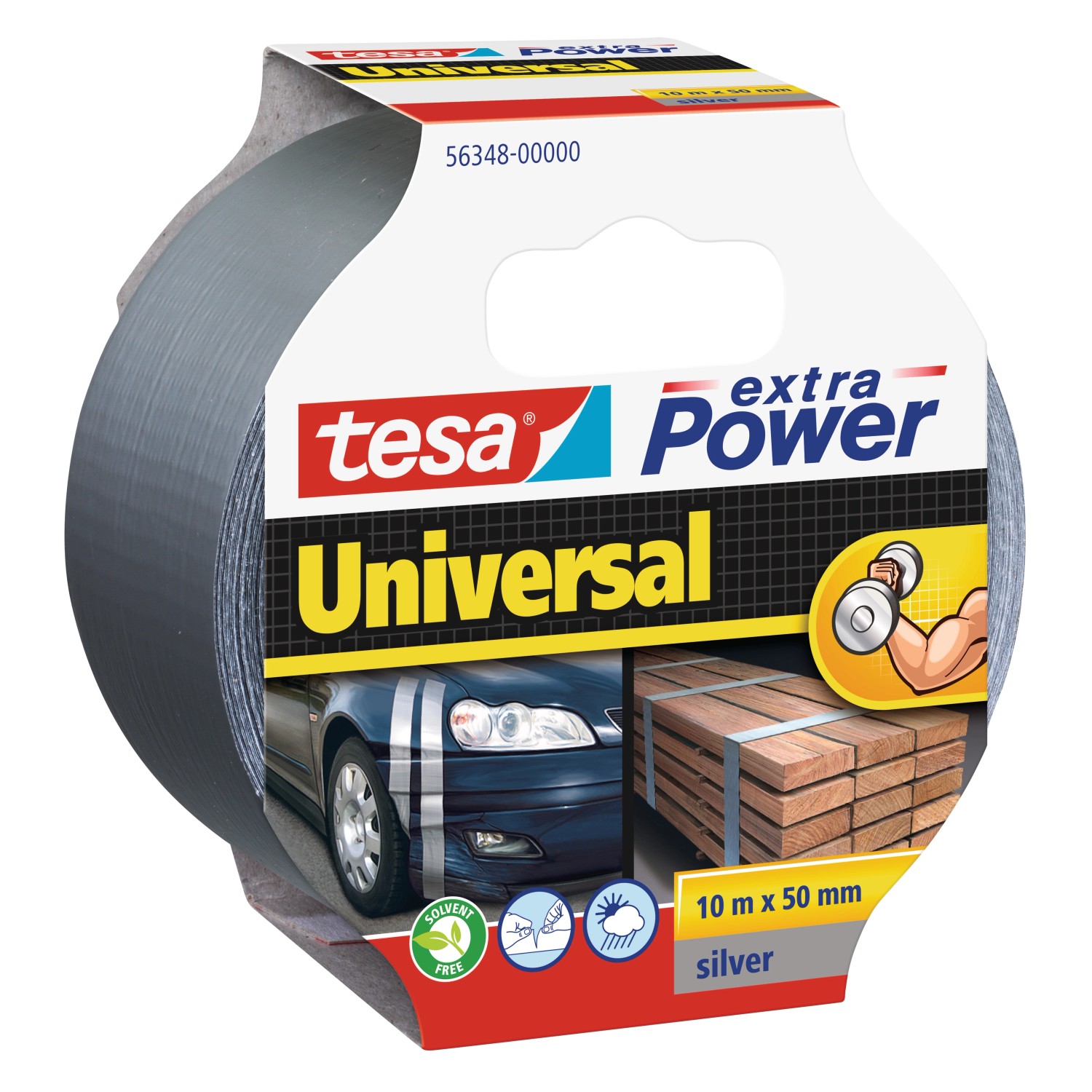tesa Textilní opravná páska Extra Power Universal, stříbrná, 10 m x 50 mm