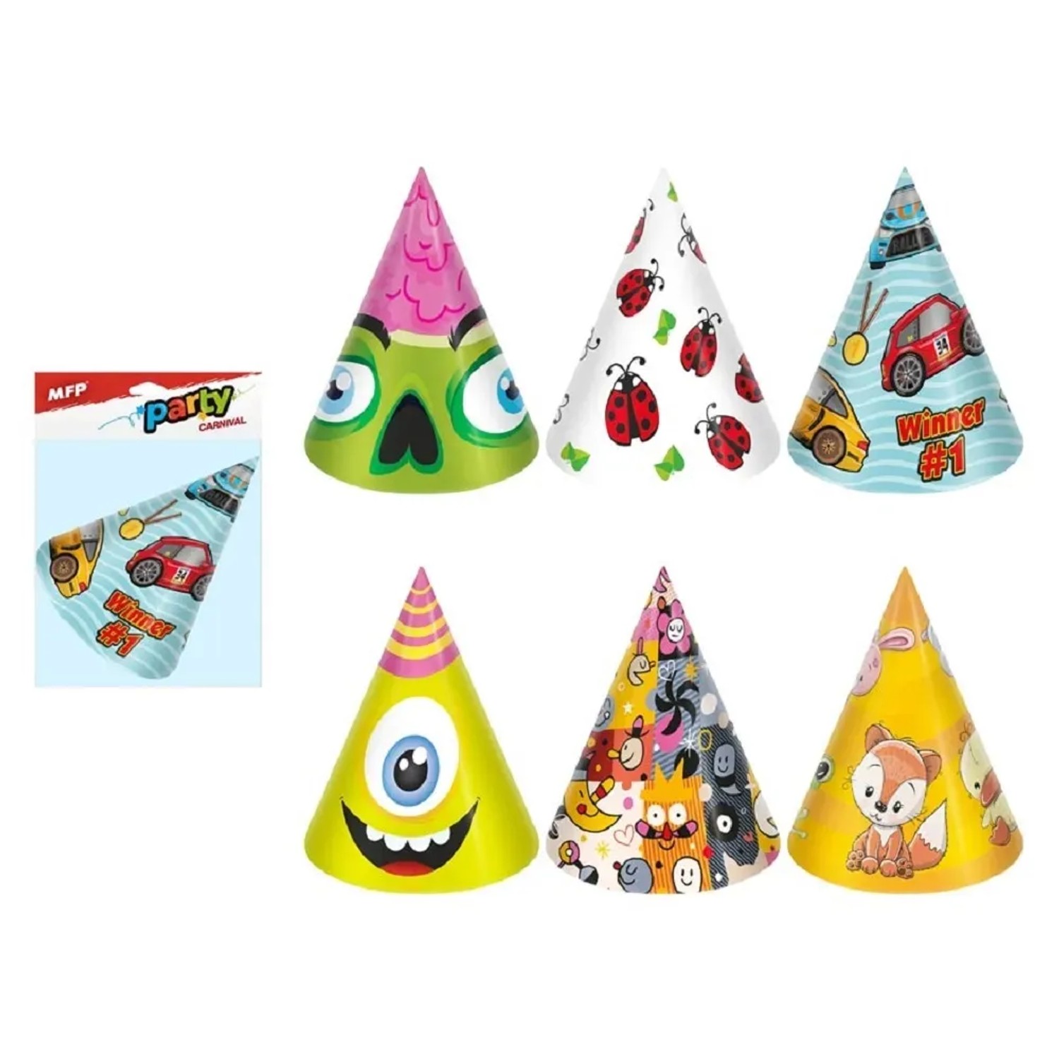 MFP Paper Klobouček karnevalový papírový mix č. 4, 6 ks, 16 cm