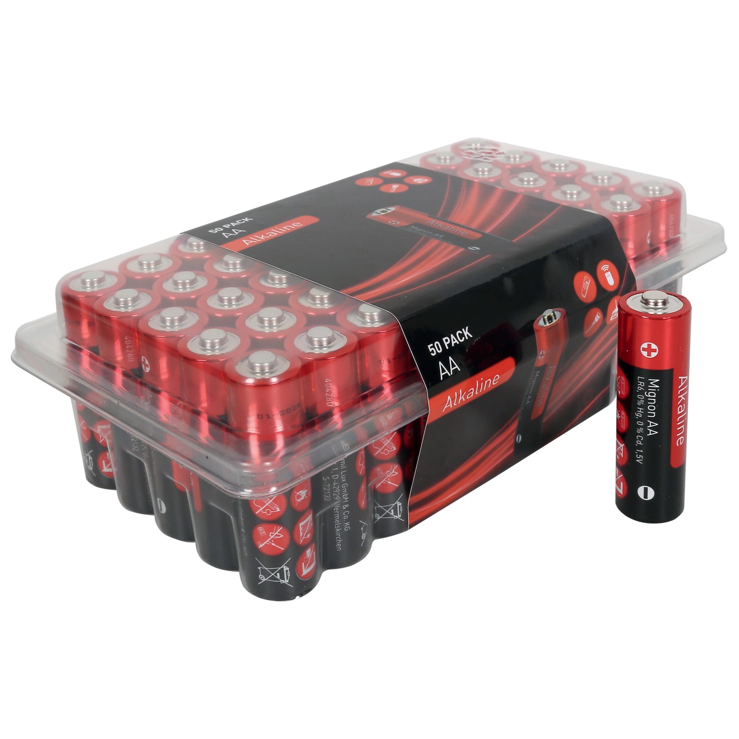 VLC Alkalické baterie Mignon AA LR06 1,5 V, 50 ks