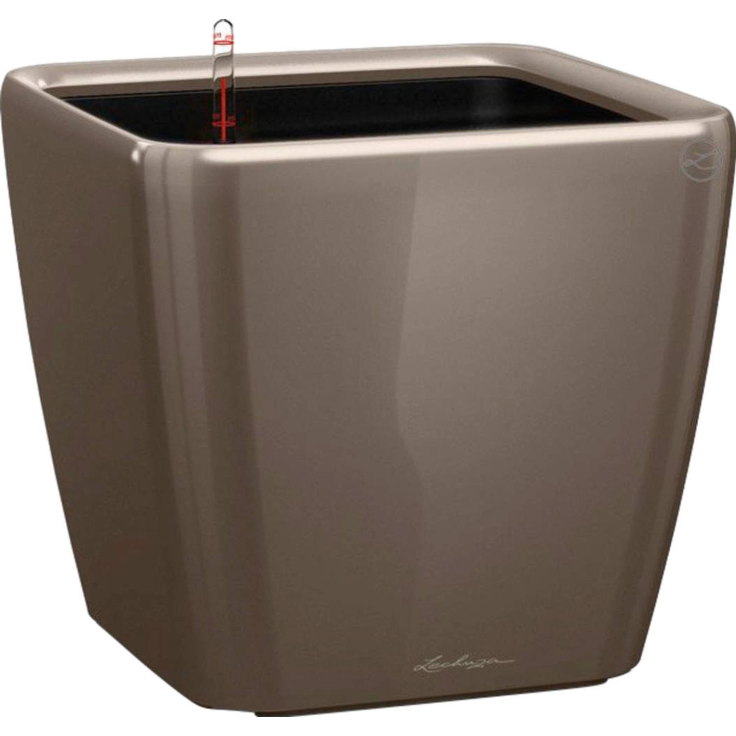 Lechuza Květináč Quadro Premium LS 21, šedohnědá vysoce lesklá, 22 x 22 x 21 cm