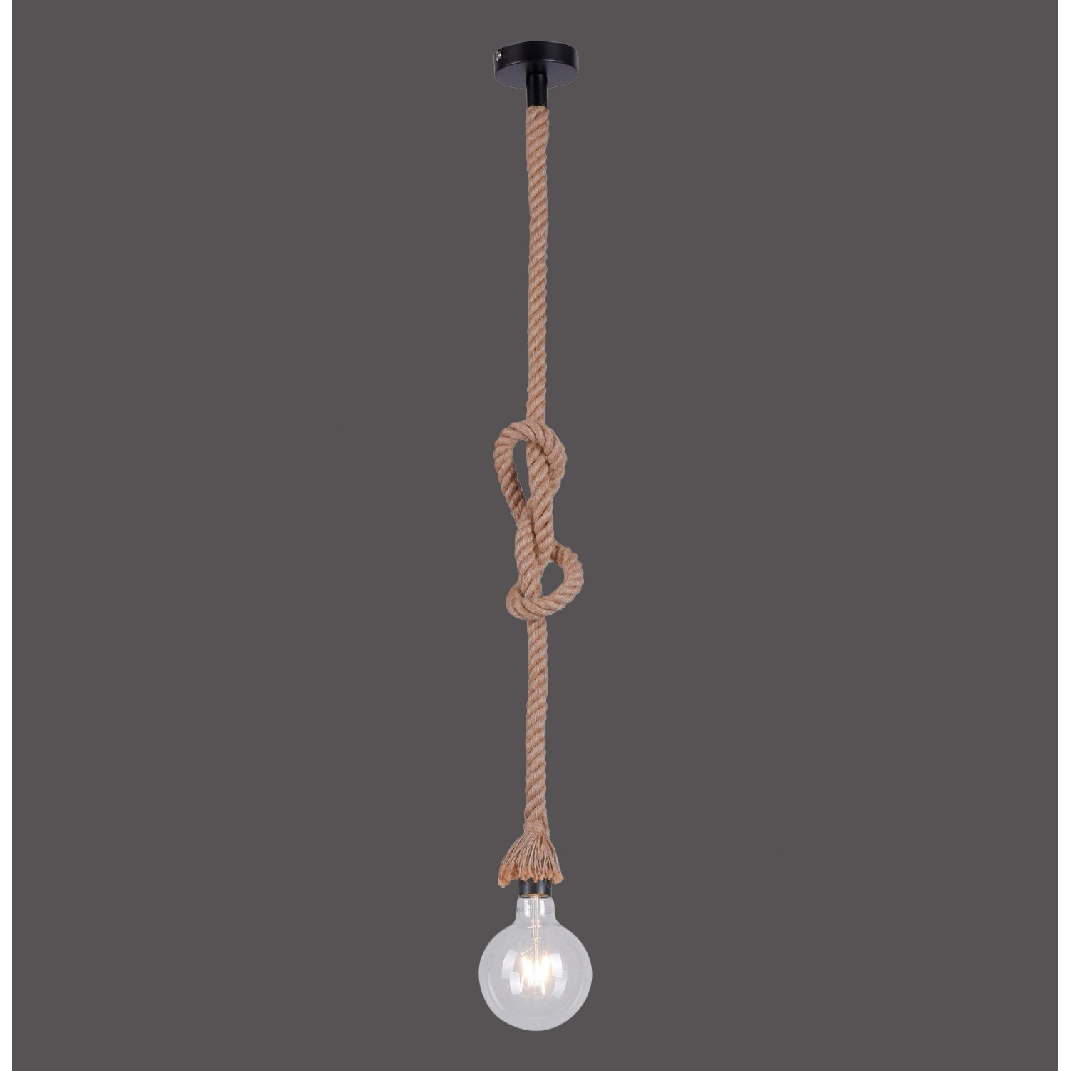 Just Light. Závěsné svítidlo Rope 1 bodové, přírodní/černá, pr. 10 x 120 cm