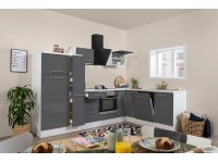 Respekta Kuchyně Amanda L šedá/bílá 290 cm-trouba+skl.d./digestoř/myčka/lednice