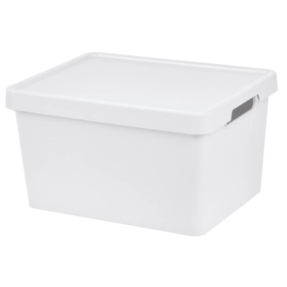 Tontarelli Úložný box MAYA L s víkem bílá, 38,5 x 33 x 54,5 cm, 16,2 l