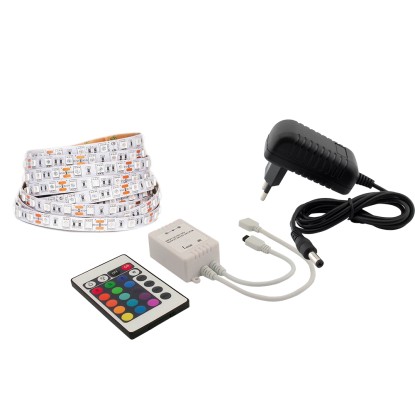 FK technics LED pásek RGB s dálkovým IR ovladačem 90 LED, 21,6 W, IP54, 3 m