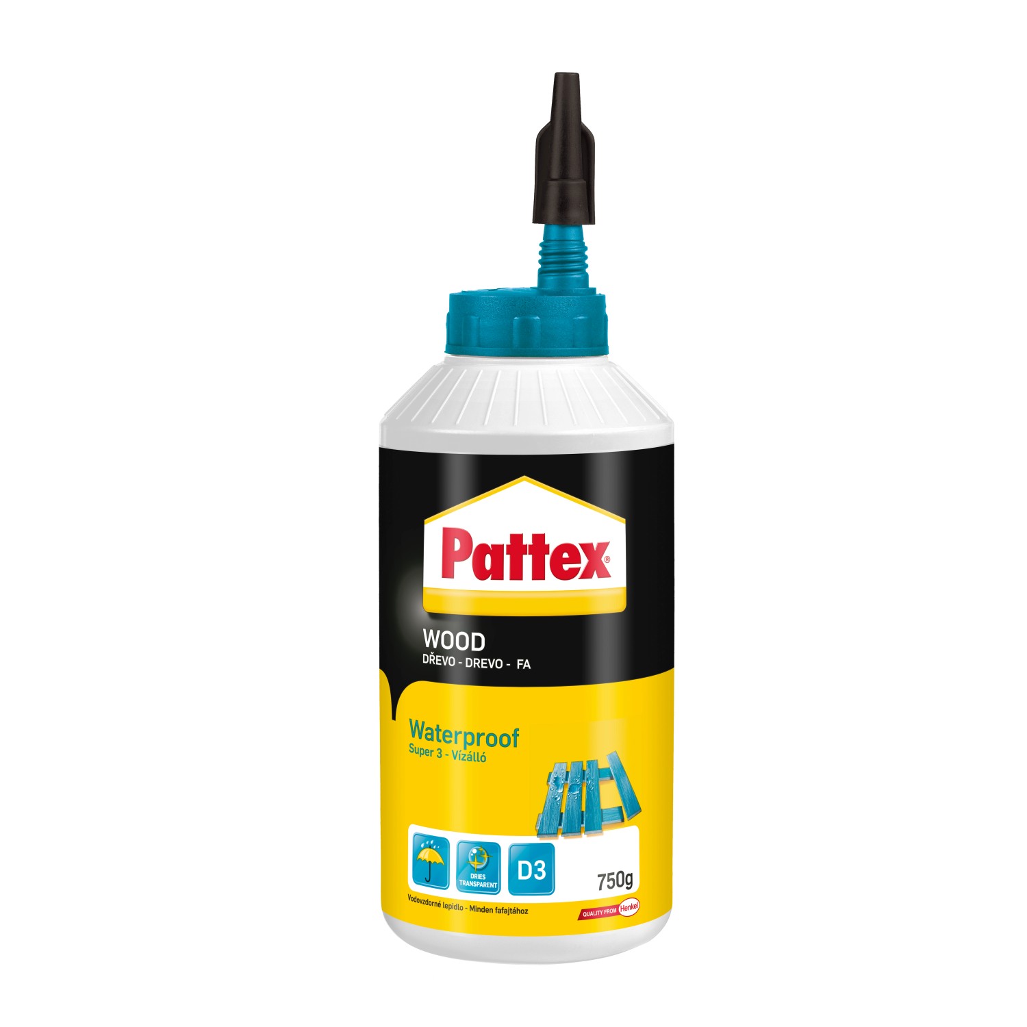 Pattex Vodovzdorné disperzní lepidlo WOOD SUPER 3, 750 g