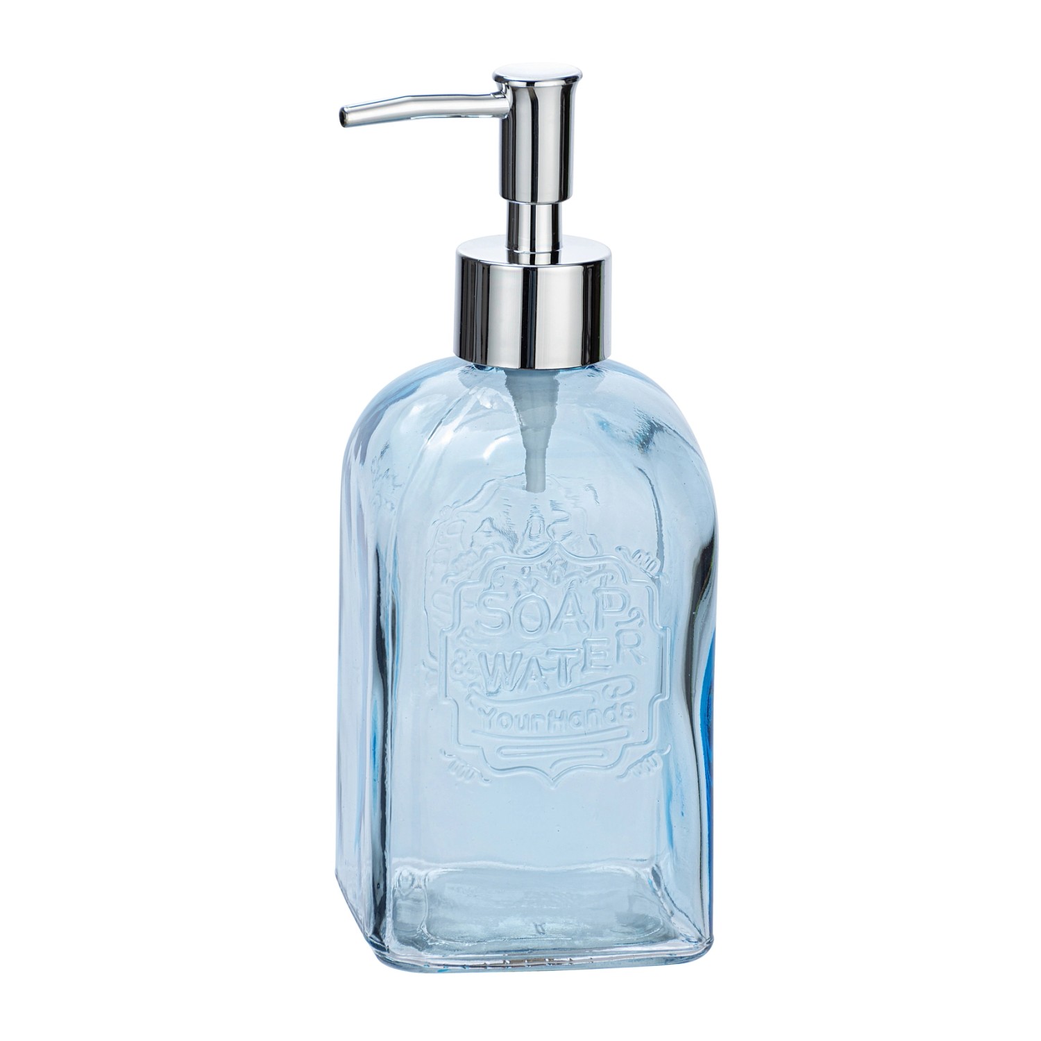 Wenko Skleněný dávkovač na mýdlo Vetro, modrá, 500 ml