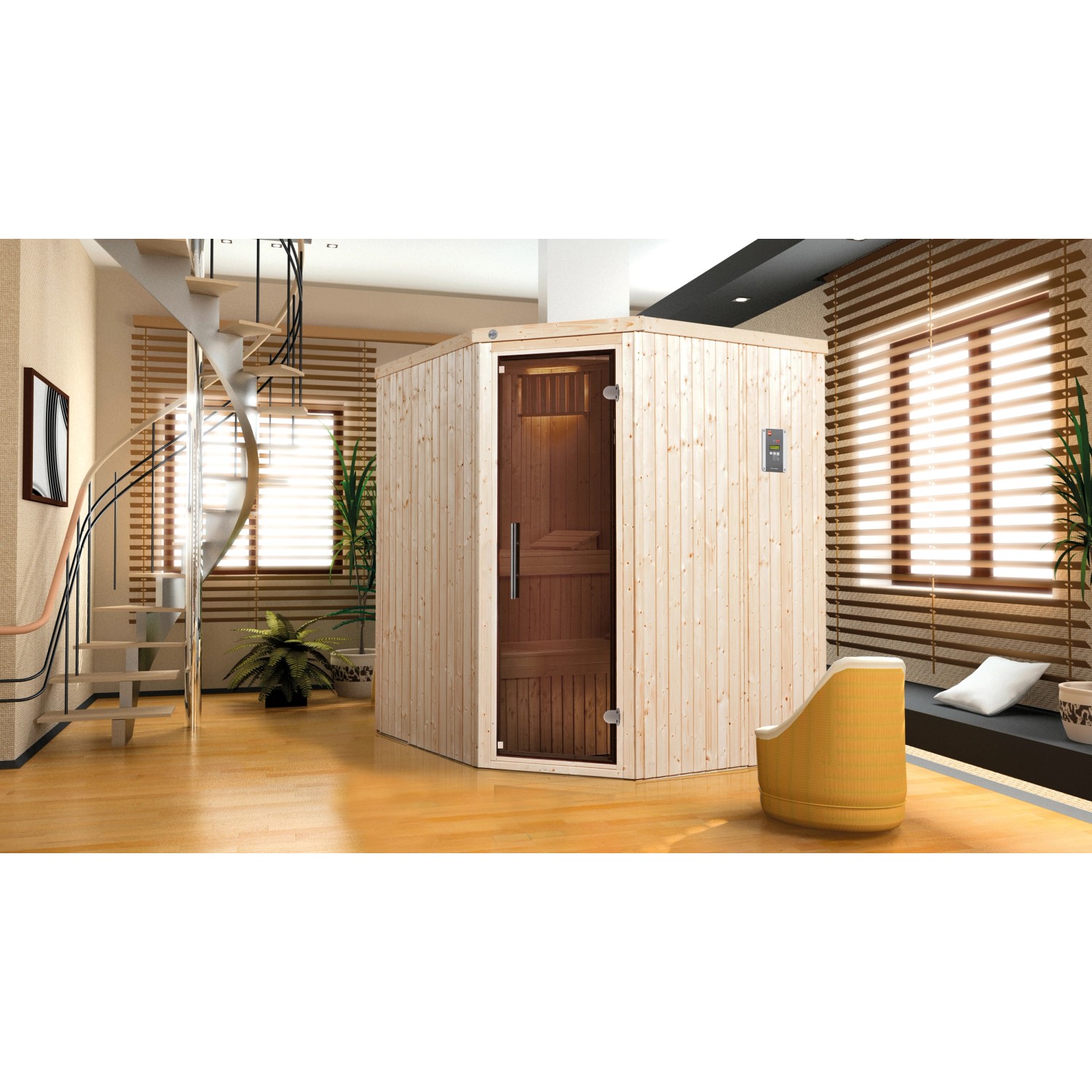 Weka Sauna Kiruna 2 kamna BioS integrované ovládání skleněné dveře grafitové