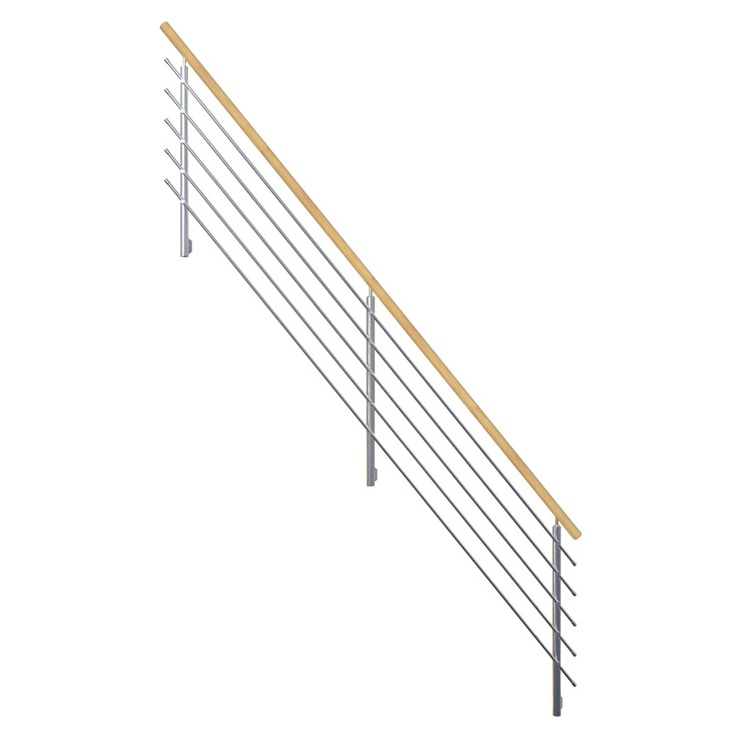 StarWood Designové nerezové zábradlí s oblým smrkovým madlem 362 cm