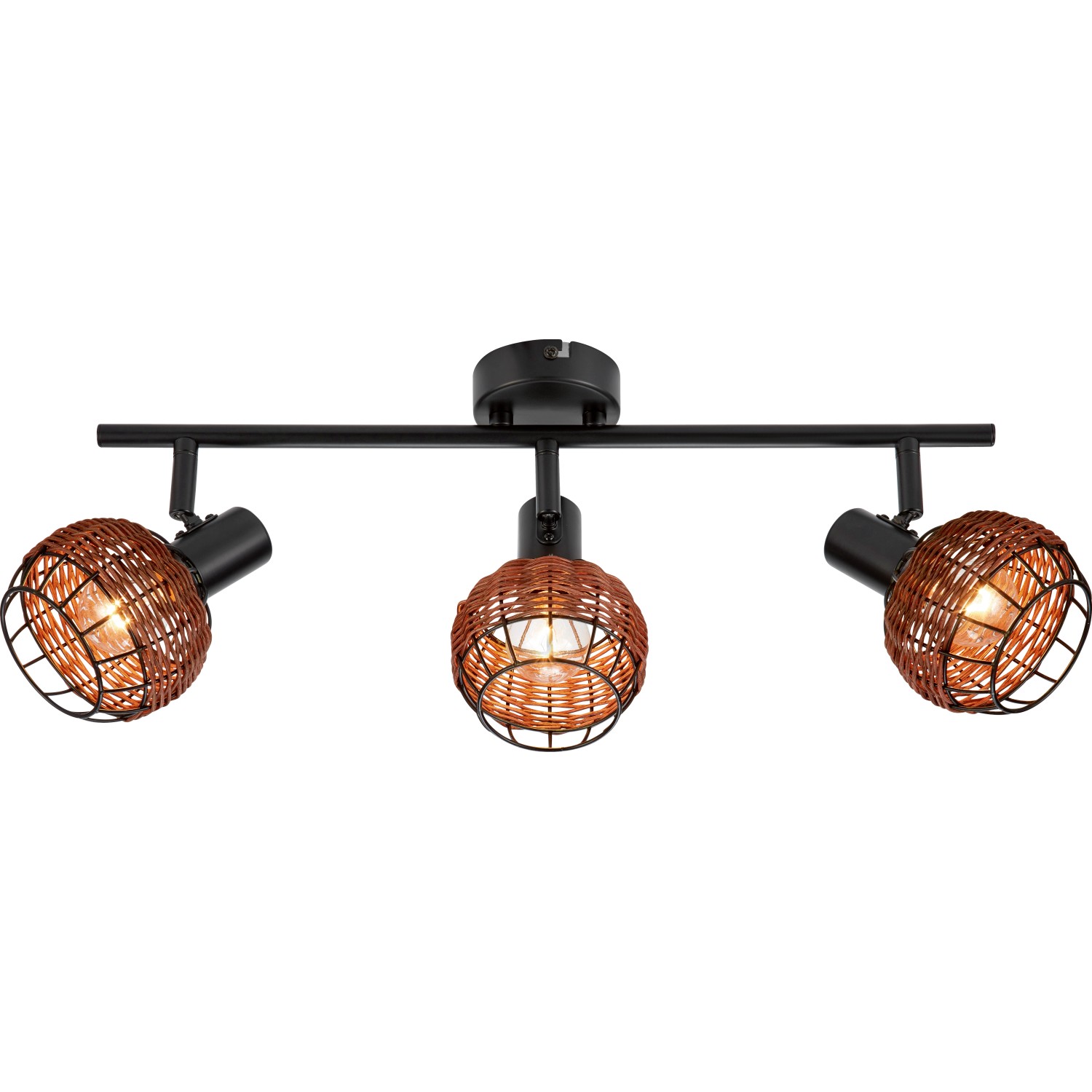 Stropní svítidlo Buia 3bodové, ratanový vzhled, 10 x 57,7 x 19,1 cm