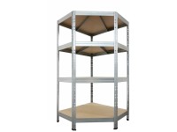 AR Shelving Rohový kovový regál RIVET pozink. 4 police 250kg 180x90x45x65cm