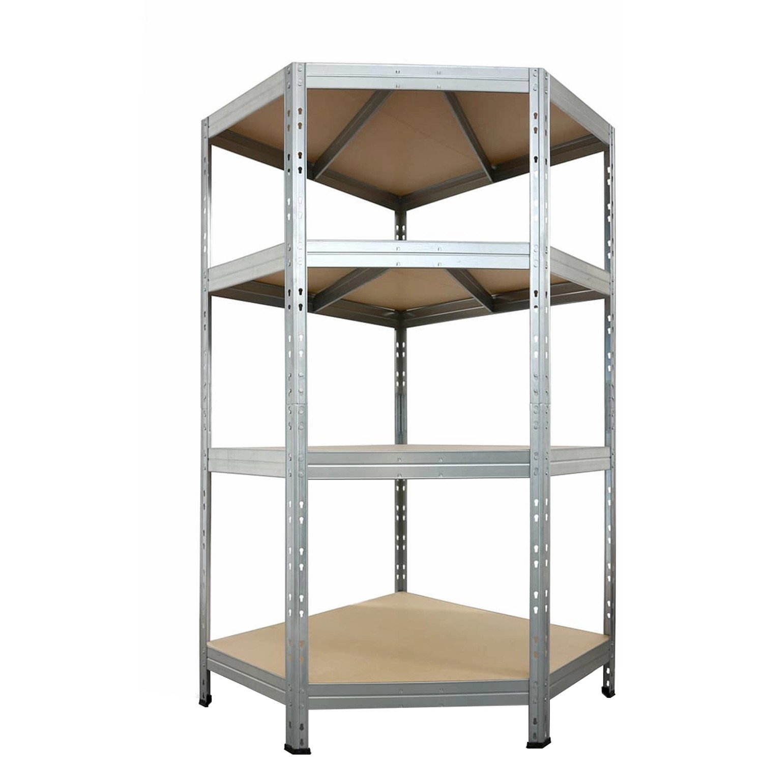 AR Shelving Rohový kovový regál RIVET pozink. 4 police 250kg 180x90x45x65cm