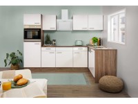 Respekta Kuchyně Oliver L bílá/dub 280 cm-trouba/skl.d.(2)/dig.(2)/myčka/lednice