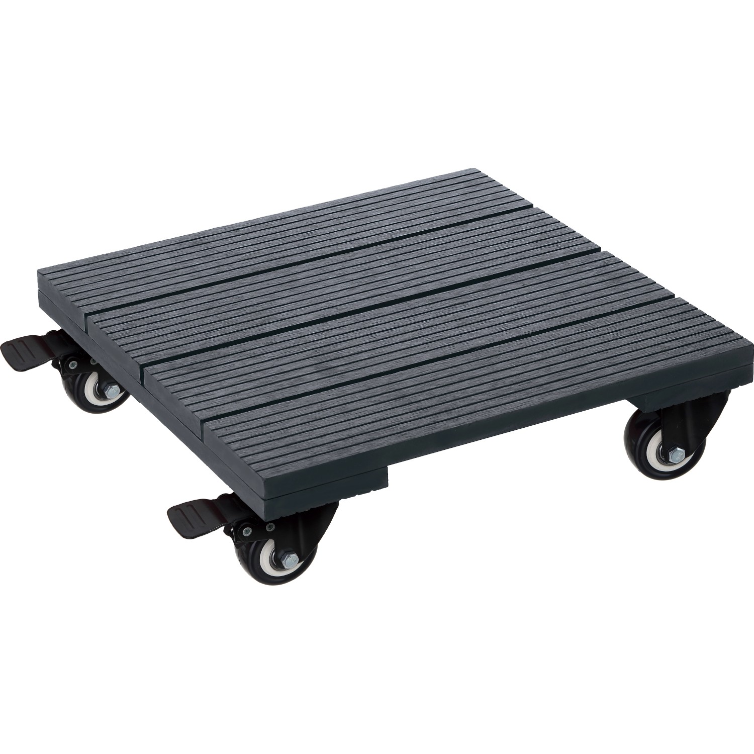 Vozík pod květináč WPC antracitový drážkovaný hranatý