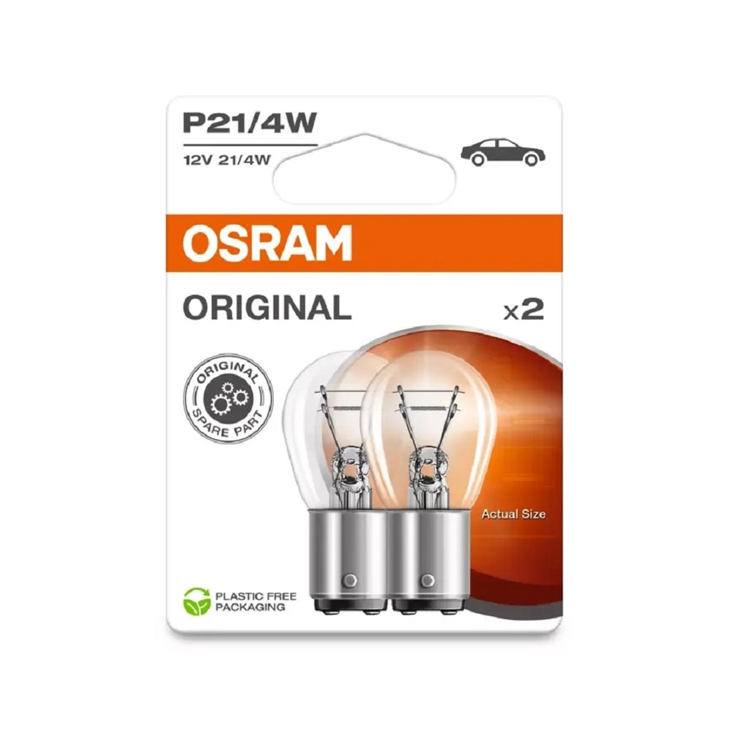 OSRAM Pomocná autožárovka Original s kovovou paticí P21/4W, 12V, 2 ks (BLI ECO)
