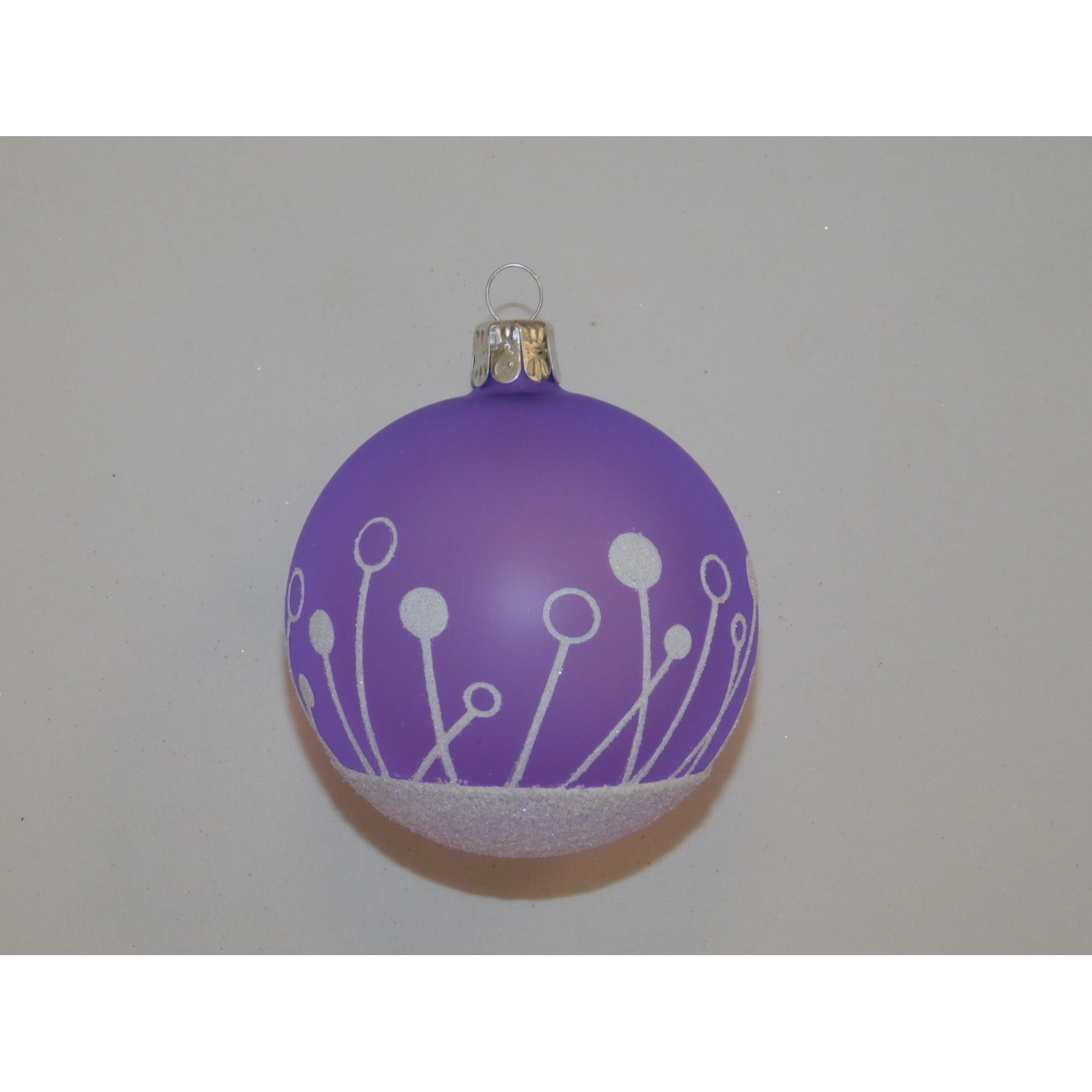 ONREX Vánoční ozdoba skleněná koule fialová větvičky pr. 7 cm
