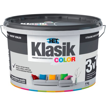 HET Klasik COLOR Tónovaná interiérová barva KC 0117 šedá platinová, 4 kg
