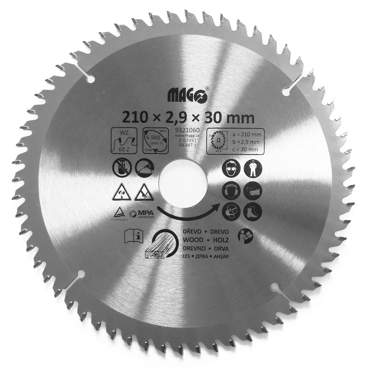 Magg Pilový kotouč 210 x 2,9 x 30 mm / 60 zubů střídavě šikmé