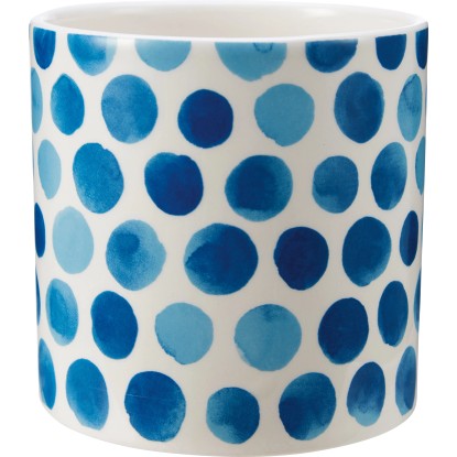 Květináč s motivem moře, puntíky, bílomodrý, keramický, pr. 10,2 cm