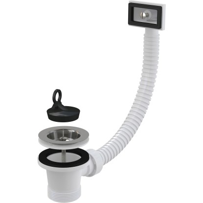 Alca Výpusť dřezová A331, nerez mřížka pr. 70 mm, flexi přepad, pryž.zátka, 6/4"