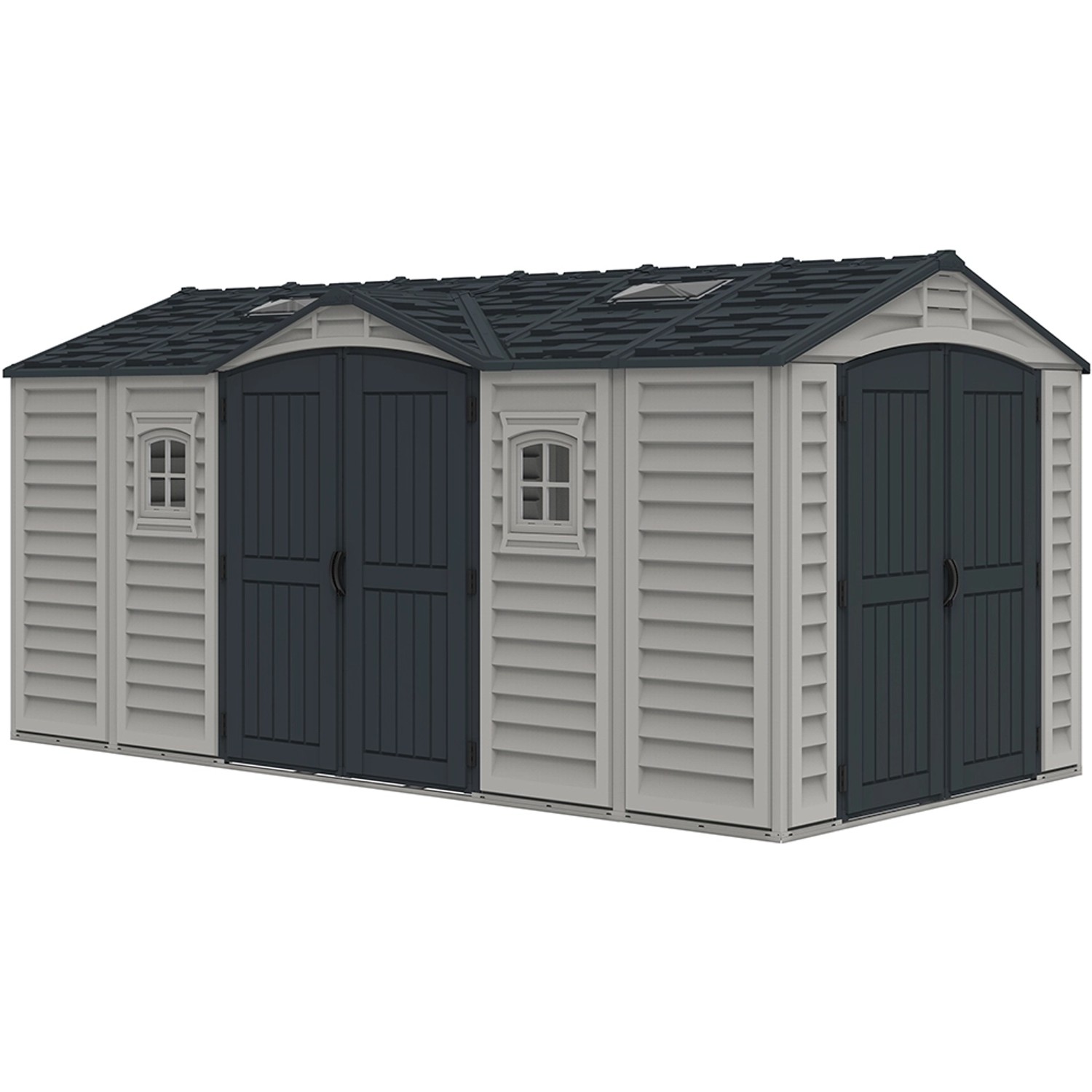 Plastový domek na nářadí Apex Pro, šedý, 485 x 248 x 234 cm, 12 m2