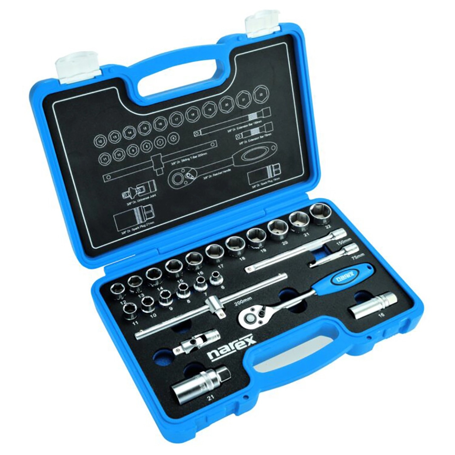 Narex 24-dílná sada hlavic a ovladačů 3/8"