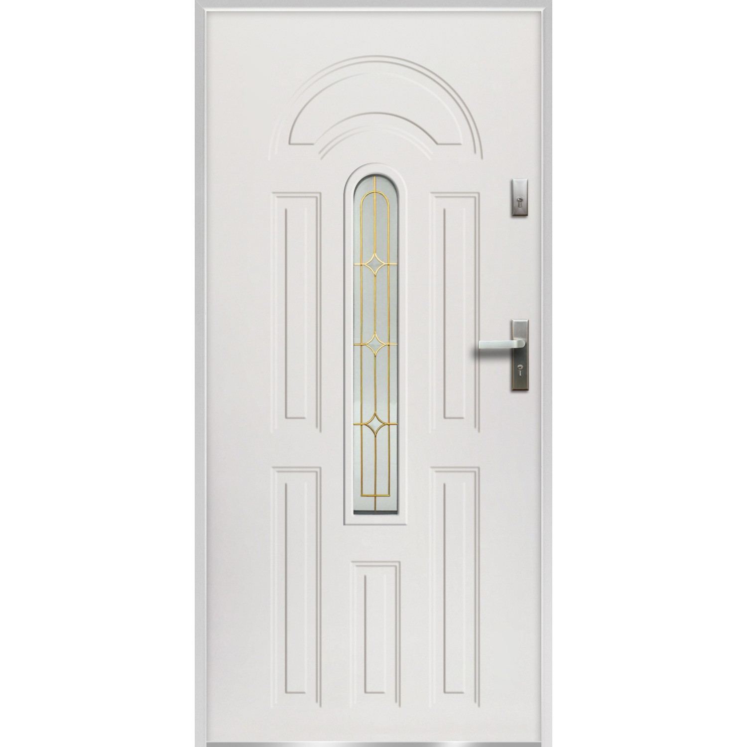 O.K. Doors Venkovní ocelové vchodové dveře AZZURO II, bílé, 90 L