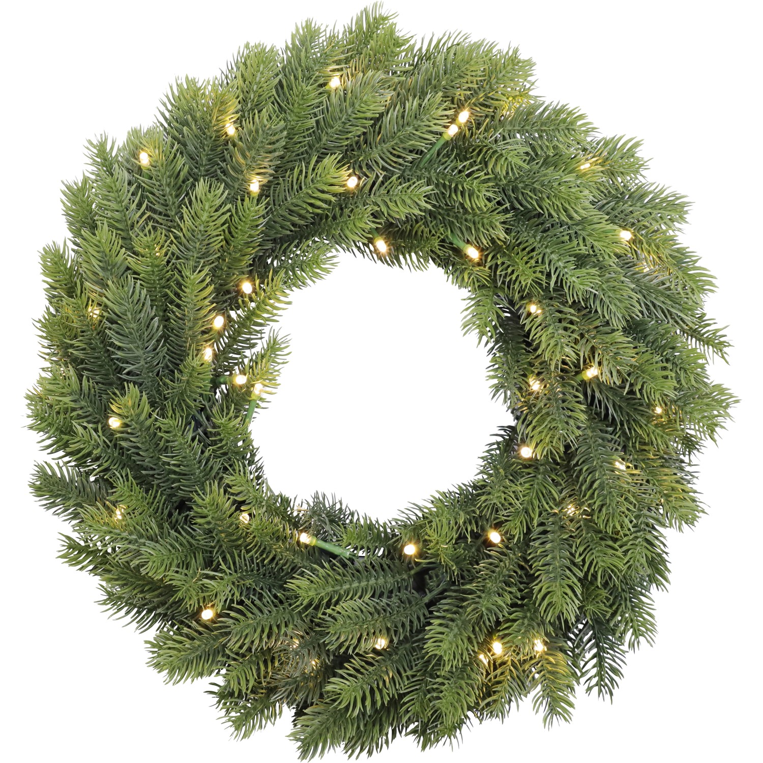 BWO LED vánoční umělý věnec jedlový 150xvětev, 49xLED teplá bílá, IP44, pr. 40cm