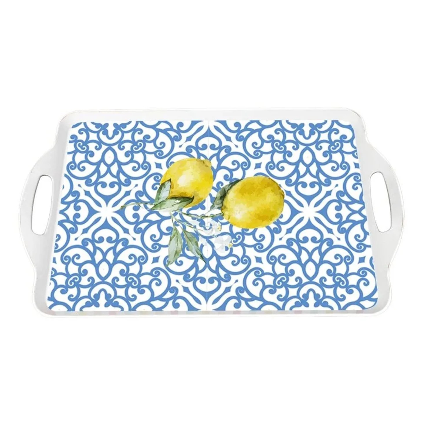 Boltze Dekorativní podnos s motivem citronu z plastu Capri, 48,5 x 29,5 x 3 cm