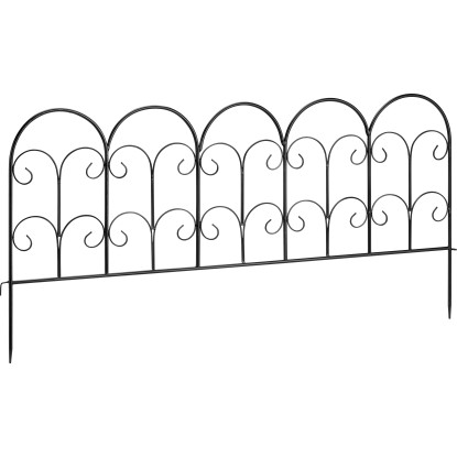 Kovový dekorativní zahradní obrubník, ornamenty, černá, 100 x 48 cm