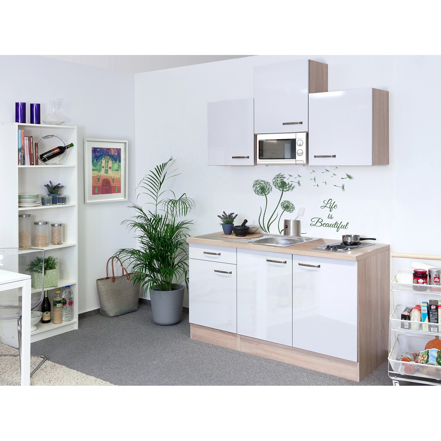 Flex-Well Kuchyně Valero 150 cm/typ 1 - mikrovlnka/varná deska