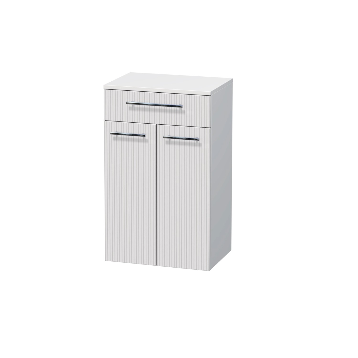 INTEDOOR Nízká skříň BEE, úchyt chrom, 1zásuvka, 2dveře, š.50cm, bílá 3D pruhy