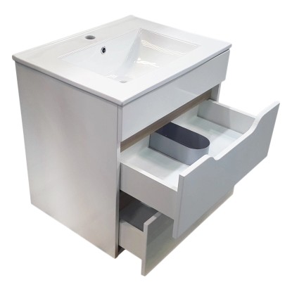 A-Interiéry Koupelnová skříňka s keramickým umyvadlem Lucas 60, lesklá bílá