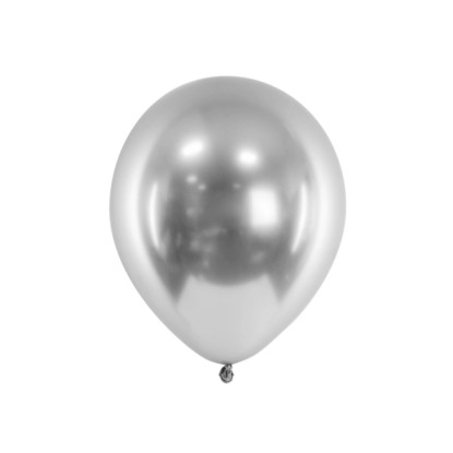 PartyDeco Latexový balónek, lesklý stříbrný, 10 ks, pr. 30 cm