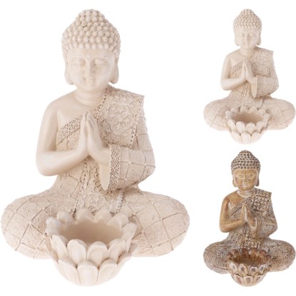 Koopman Stojací dekorace a svícen Buddha různé druhy 19 x 13 x 14 cm, 1 ks