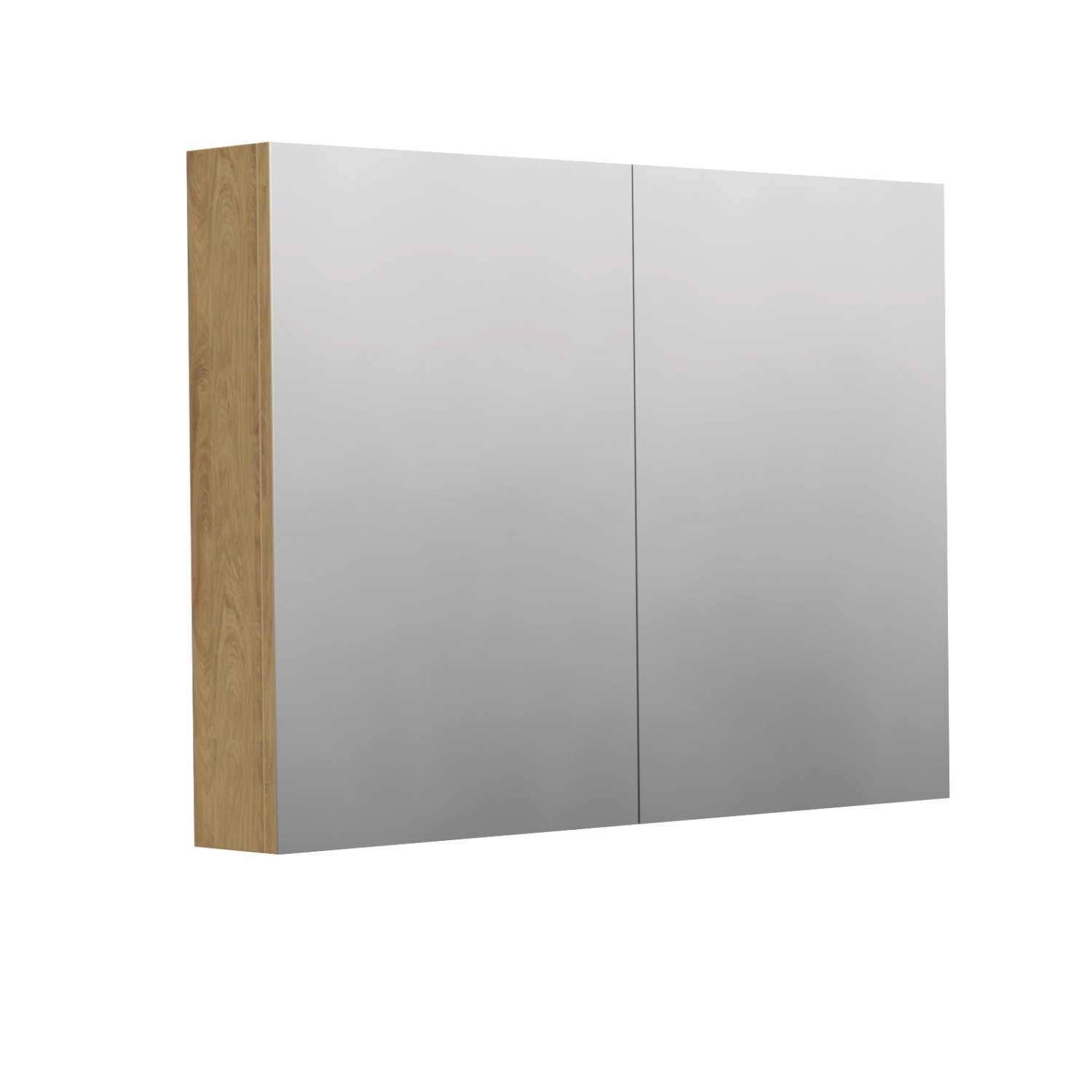 INTEDOOR Zrcadlová skříň BEE, 2 dveře, el. zásuvka, IP44, š. 100cm, dub Hickory