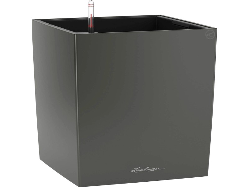 Lechuza Květináč Cube Premium 40, antracitová metalická, 40 x 40 x 40 ...