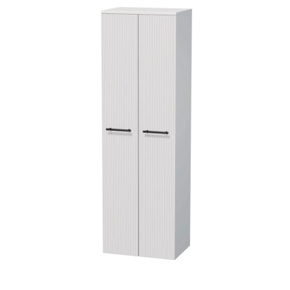 INTEDOOR Vysoká skříň BEE, úchyt černý, 2 dveře, š. 50 cm, bílá 3D pruhy