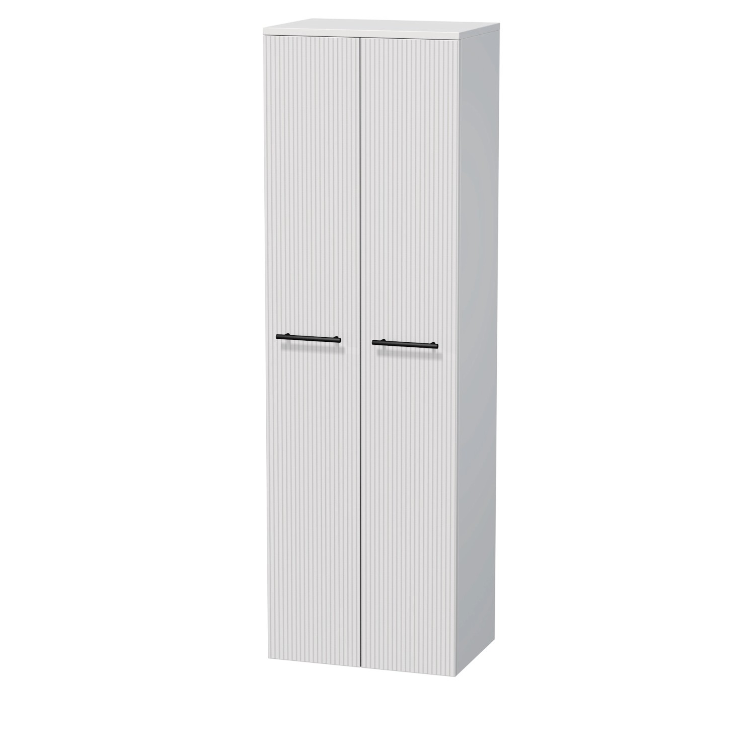 INTEDOOR Vysoká skříň BEE, úchyt černý, 2 dveře, š. 50 cm, bílá 3D pruhy