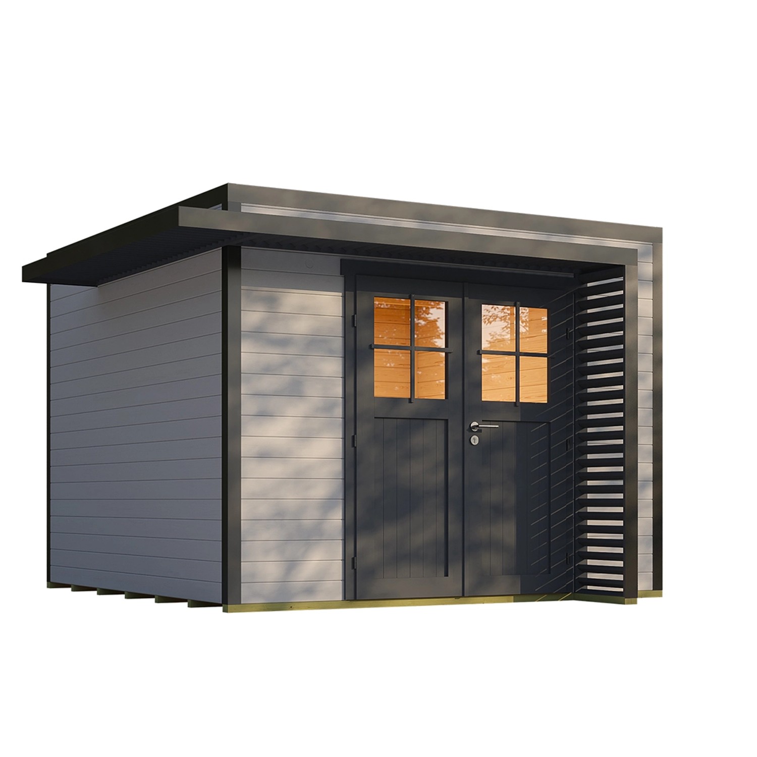 Weka Dřevěný zahradní domek Amberley 28mm V3, šedá-antracitová, 300 x 300 cm