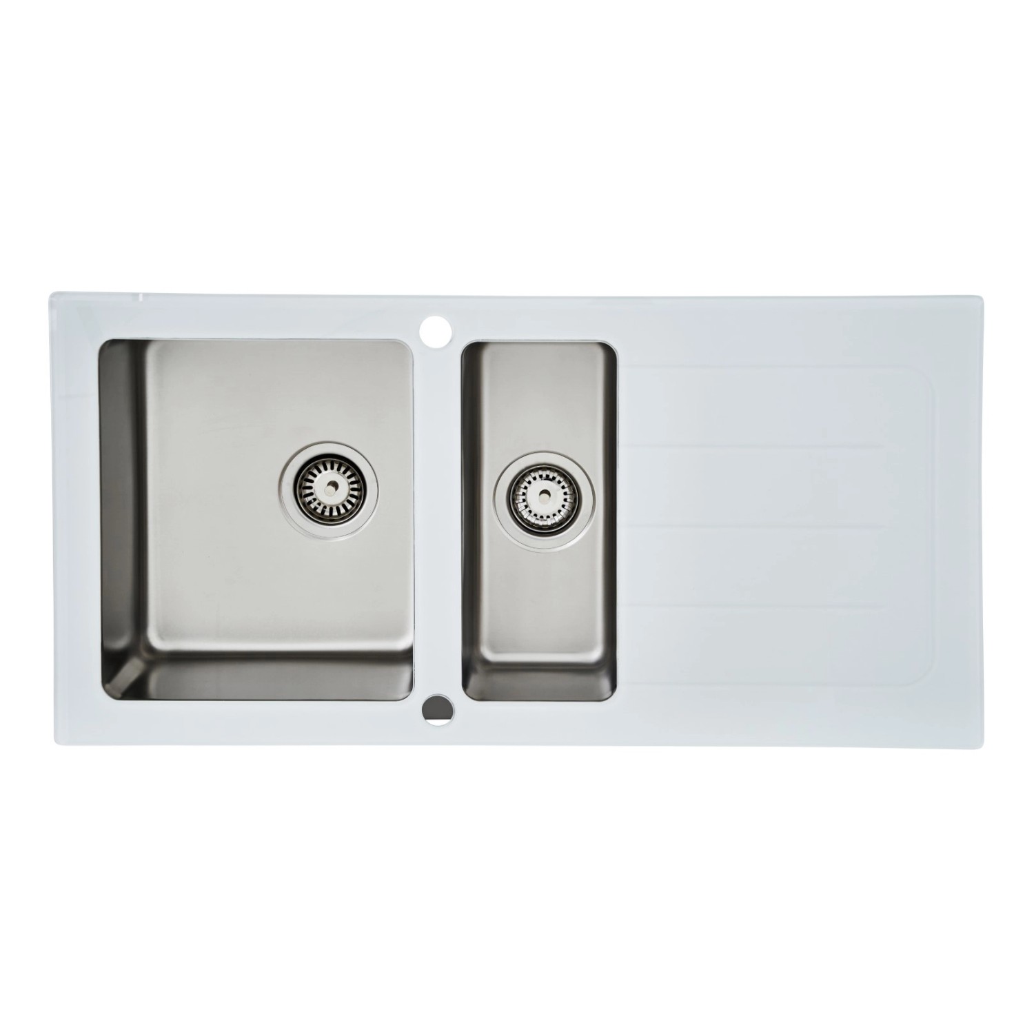 Respekta Kuchyňský dřez s deskou z tvrzeného skla New York bílý 21 x 100 x 50 cm