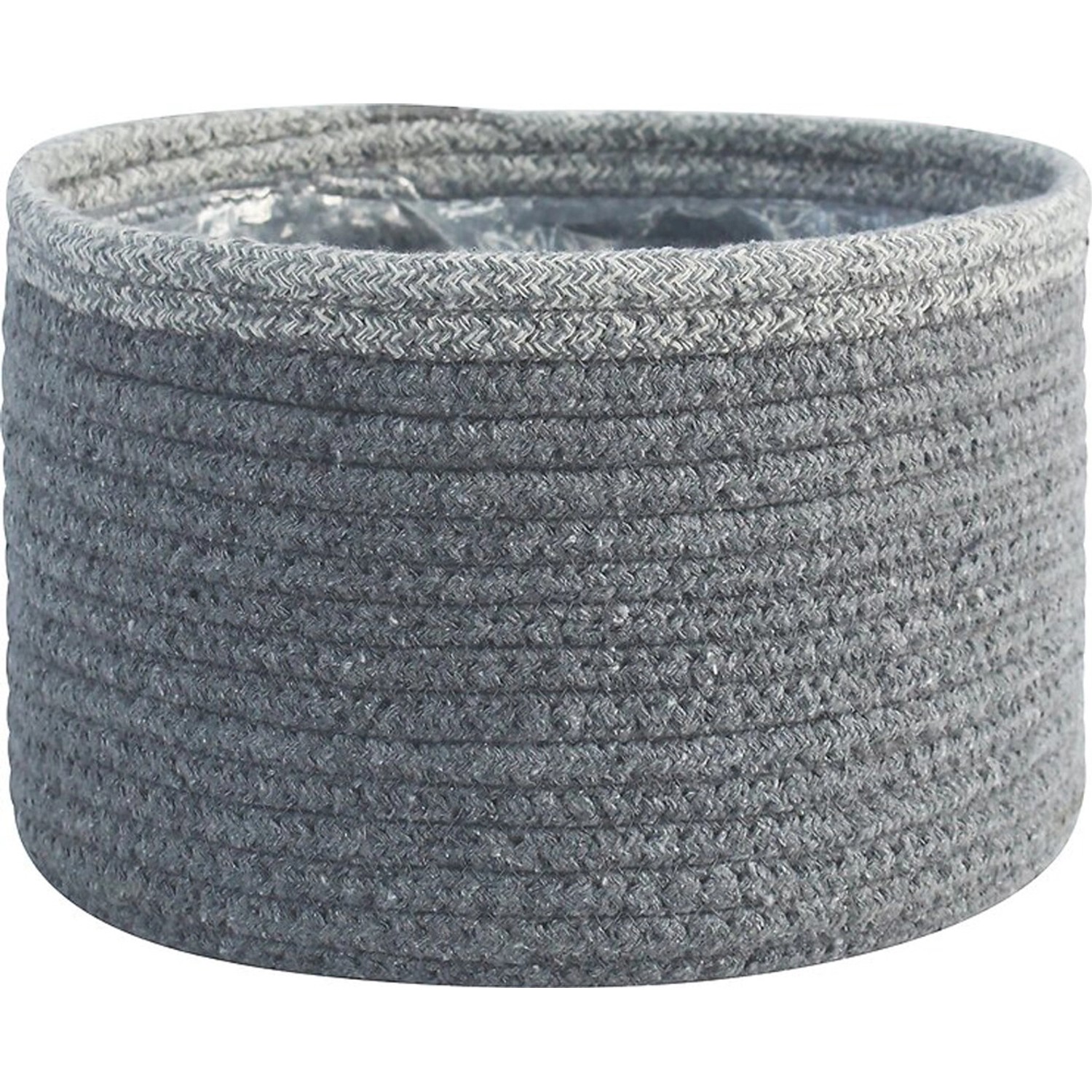 Košík na rostliny šedý, recyklovaná bavlna, 30 x 19 cm